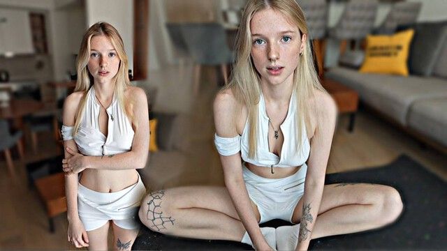 Yoga eğitmeni ilk dersinde sevimli Kuporovaa Krupa'yı beceriyor